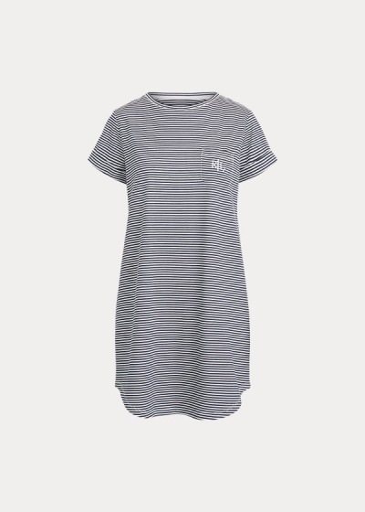 Camiseta Para Dormir Ralph Lauren Mujer Azul Marino Rayas - Striped Cotton-Blend - YTZXO8215